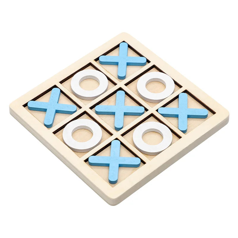 Solid Wooden Tic Tac Toe Board Game - Perfect for Family Fun