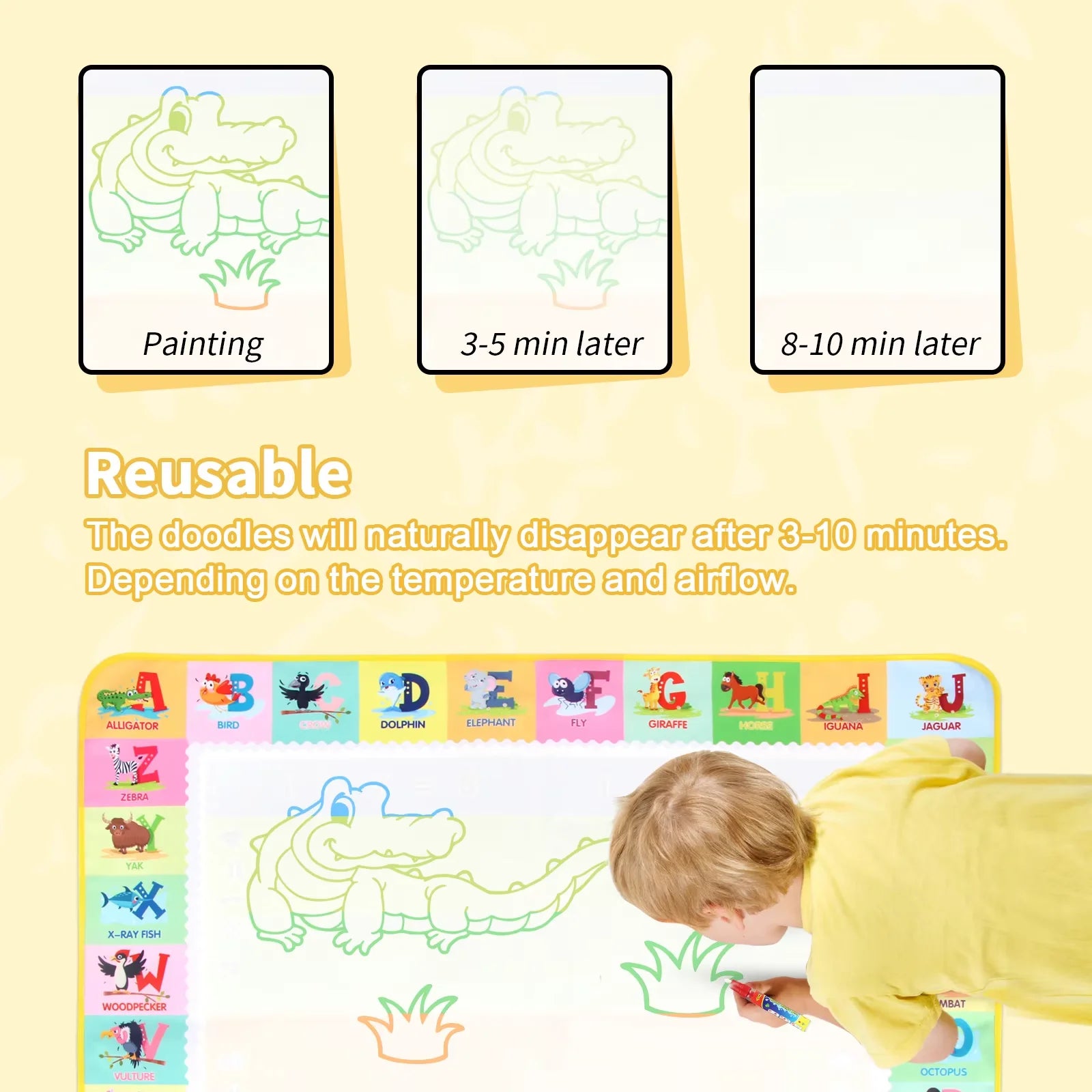 100x80CM Magic Water Drawing Mat Reusable Magic Pens Coloring Doodle Painting Board