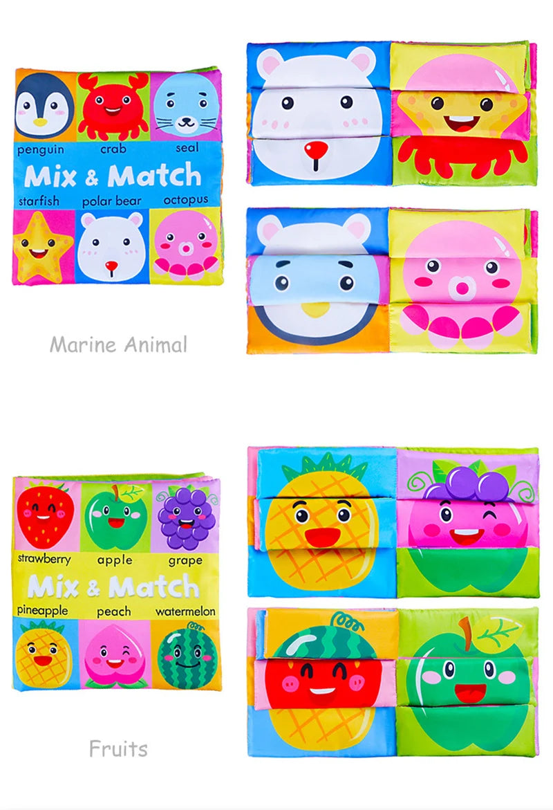 Cartoon Animal Face Matching Cloth Book