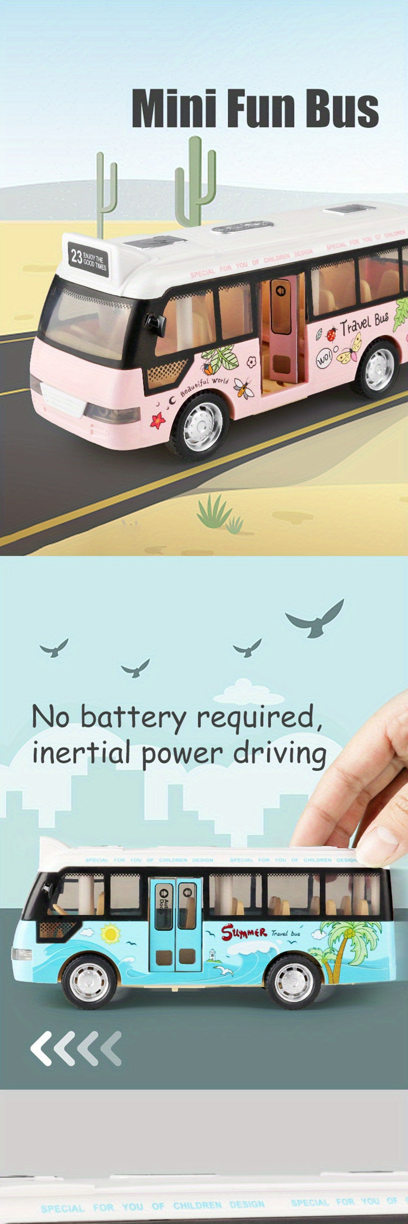 City Bus Toys Cars for Boys Girls with Sound Light Up & Open-able Doors