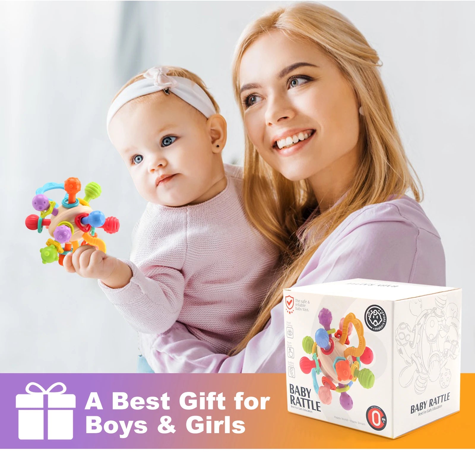 Soft Silicone Hand Grab Ball Rattle Infantil Chewable Teethers