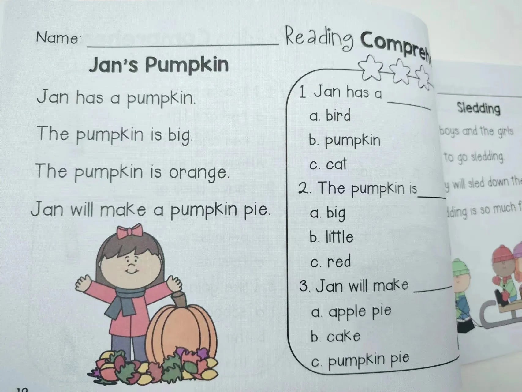 Reading Comprehension  Kindergarten Using Sentences Pictures and Questions
