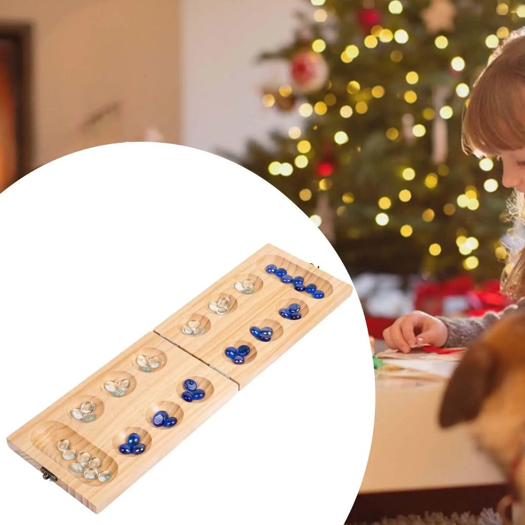 Wooden Mancala Board Family Games for Adults + Kids