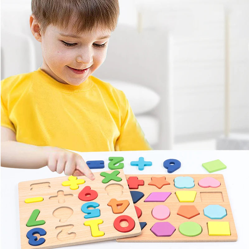Alphabetic Arithmetic Number Geometric Shapes Wooden Puzzles