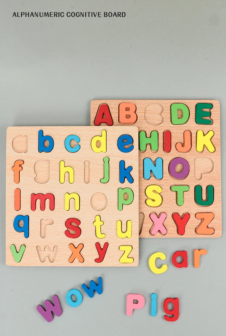 Alphabetic Arithmetic Number Geometric Shapes Wooden Puzzles