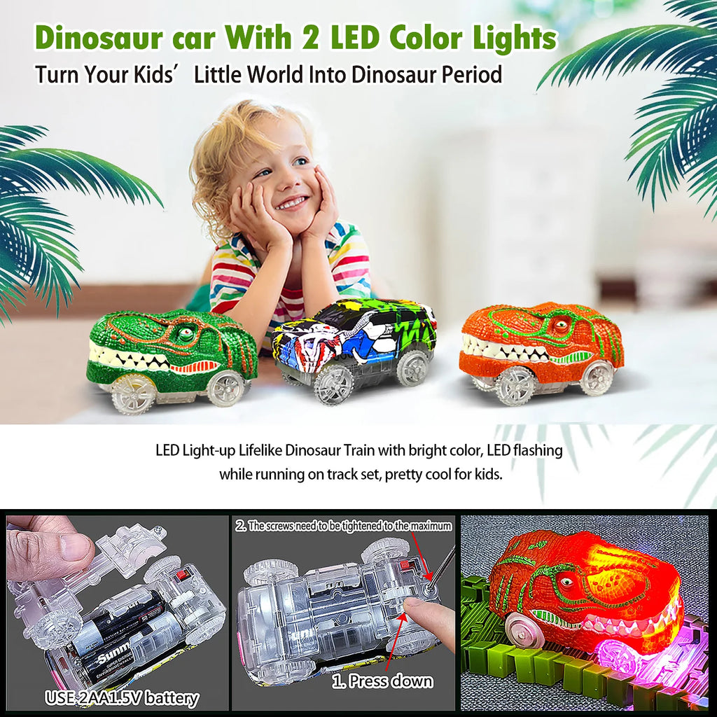 Children Electric Magic Climbing Dinosaur Track Toy Engineering Car Kids Track Car Train Toys for Children Birthday Gift