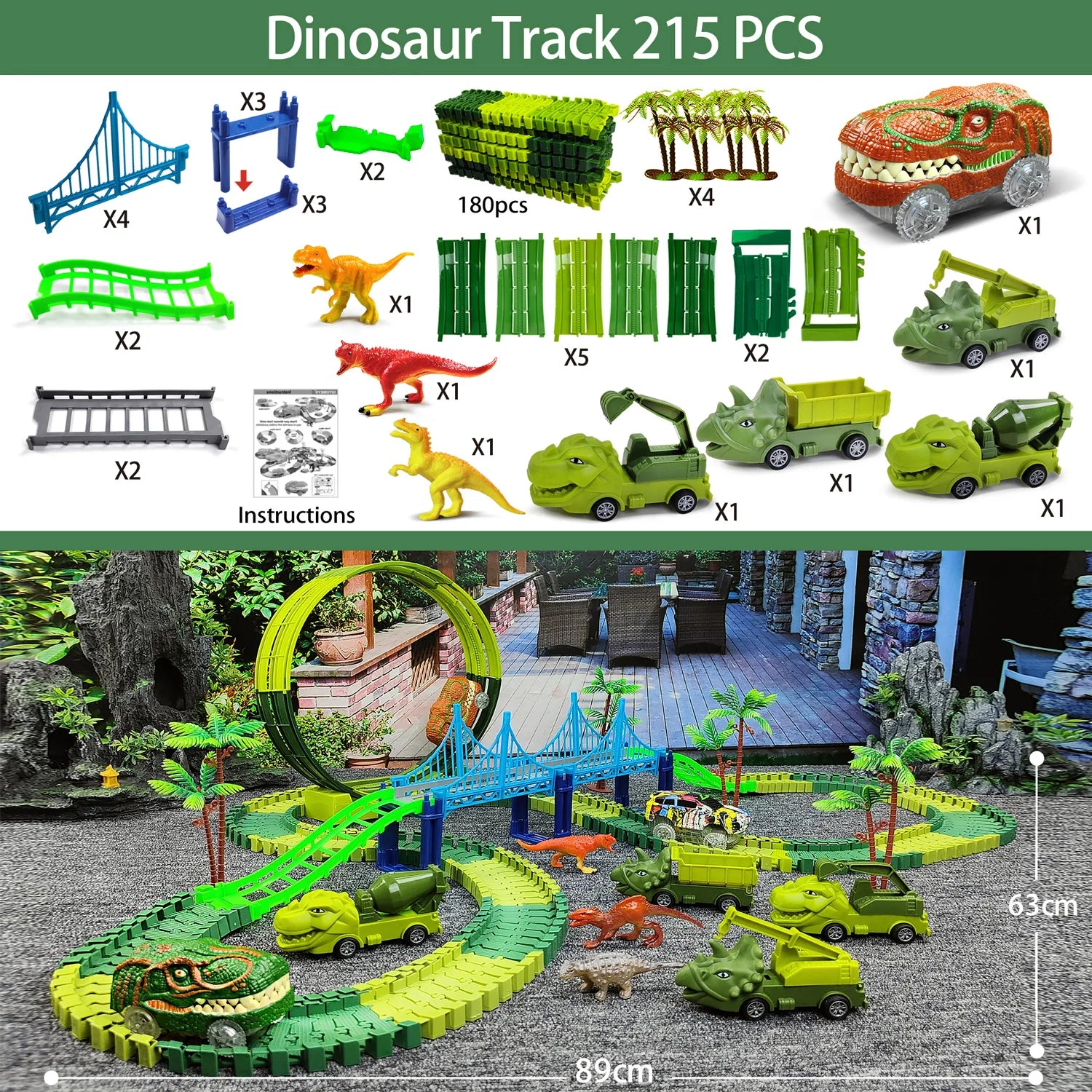 Children Electric Magic Climbing Dinosaur Track Toy Engineering Car Kids Track Car Train Toys for Children Birthday Gift