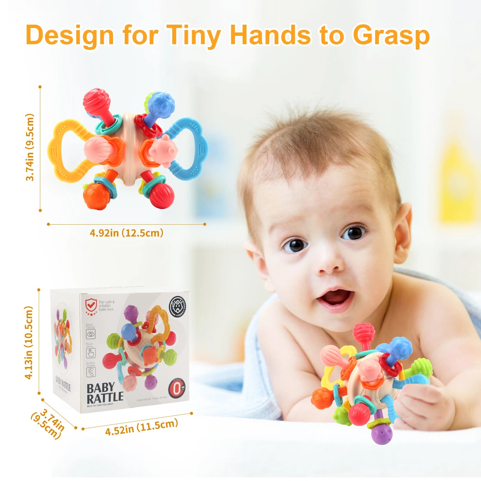 Soft Silicone Hand Grab Ball Rattle Infantil Chewable Teethers