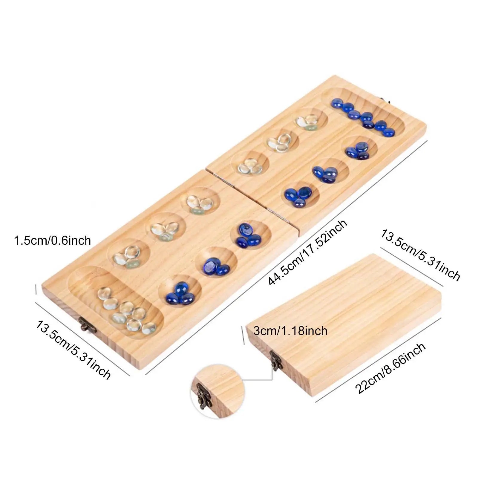 Wooden Mancala Board Family Games for Adults + Kids