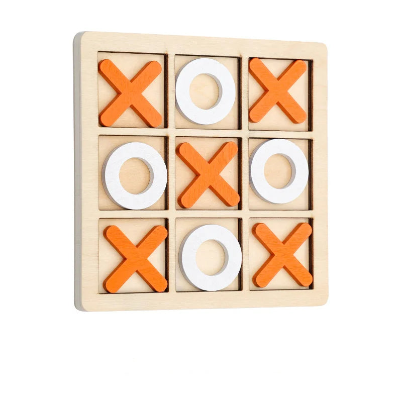 Solid Wooden Tic Tac Toe Board Game - Perfect for Family Fun