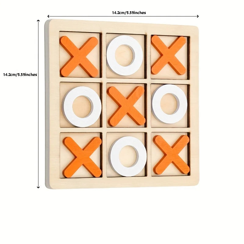 Solid Wooden Tic Tac Toe Board Game - Perfect for Family Fun