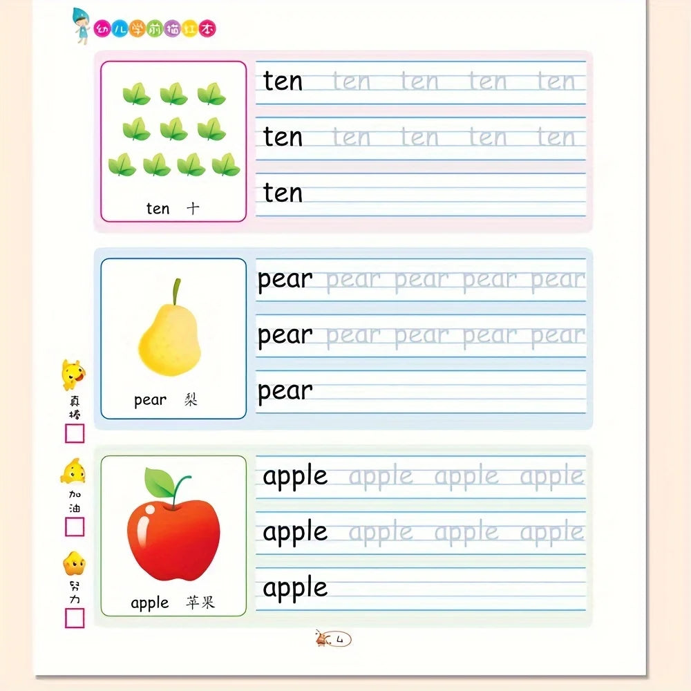 2 Books/set Tracing Books - Handwriting Exercises - Learn to Write Alphabet