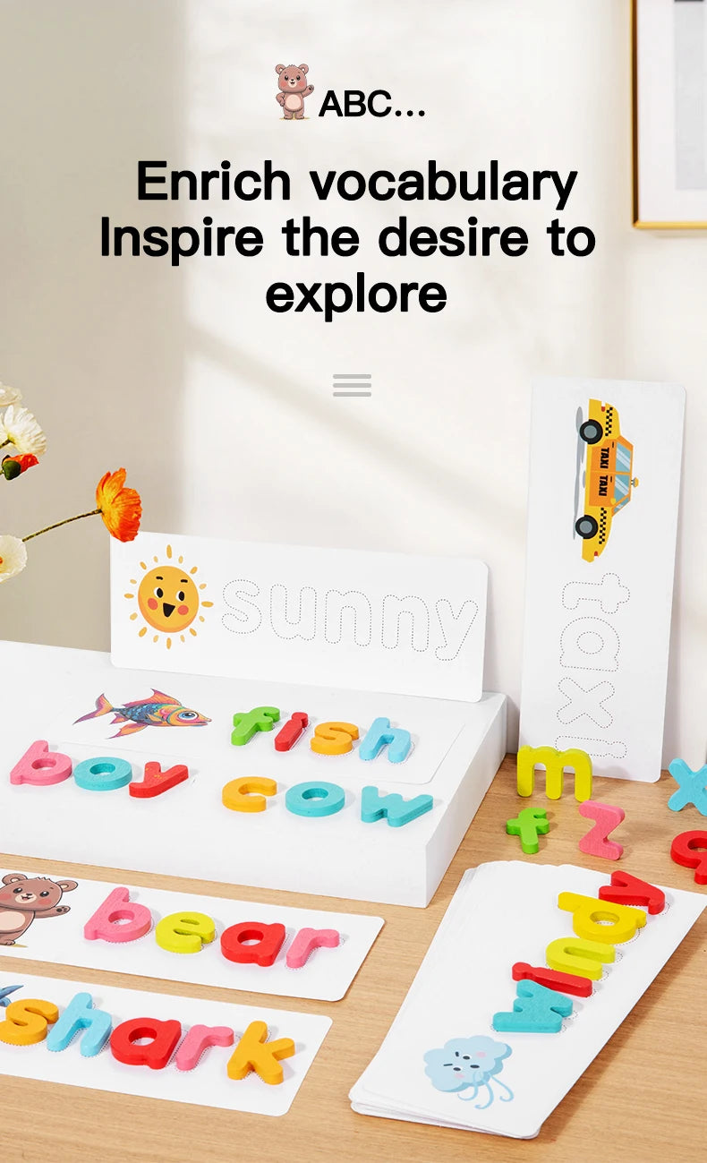 Wooden Puzzle See & Spell Learning Alphabet Spelling Words Words & Matching Letters