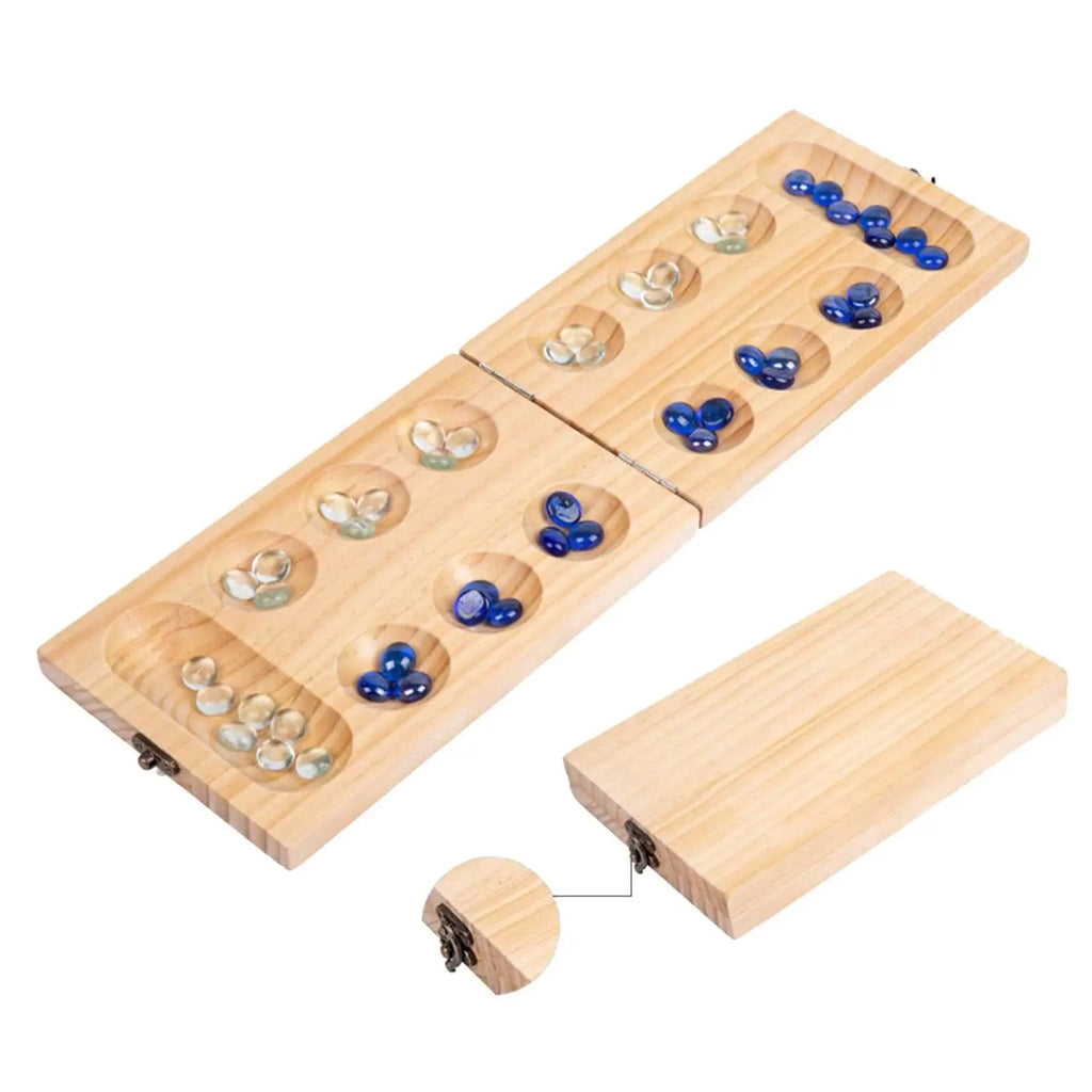 Wooden Mancala Board Family Games for Adults + Kids