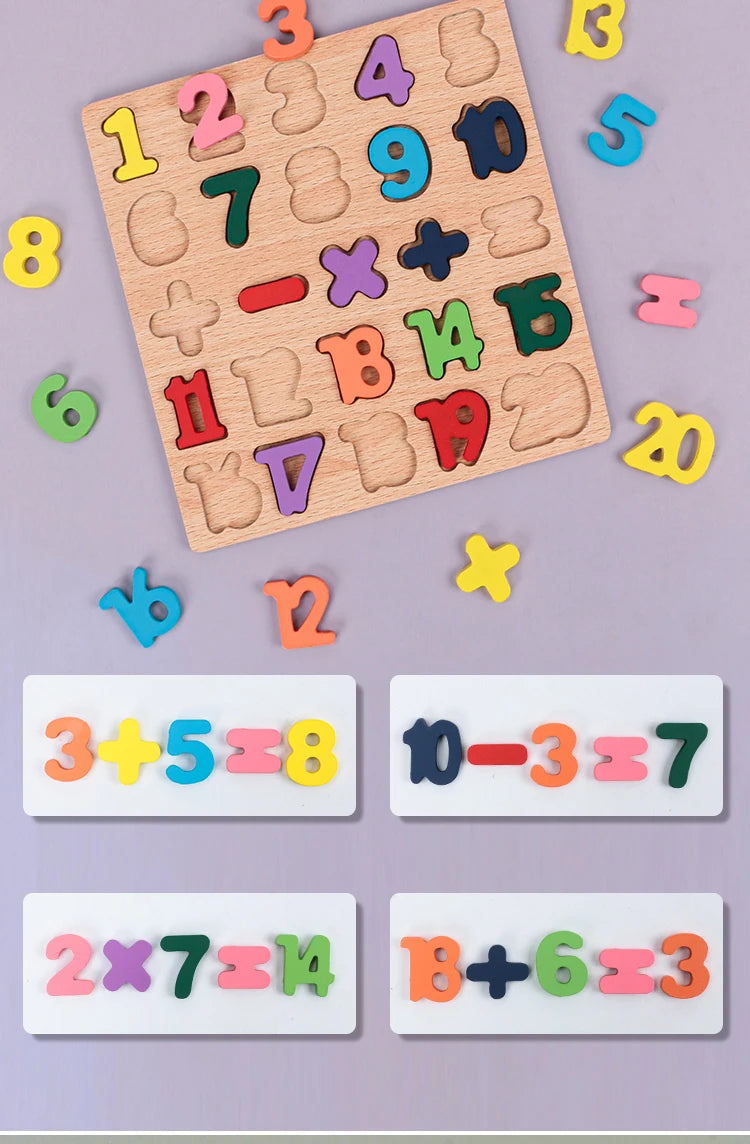 Alphabetic Arithmetic Number Geometric Shapes Wooden Puzzles