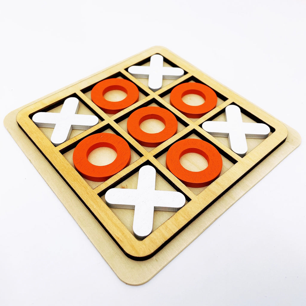 Solid Wooden Tic Tac Toe Board Game - Perfect for Family Fun