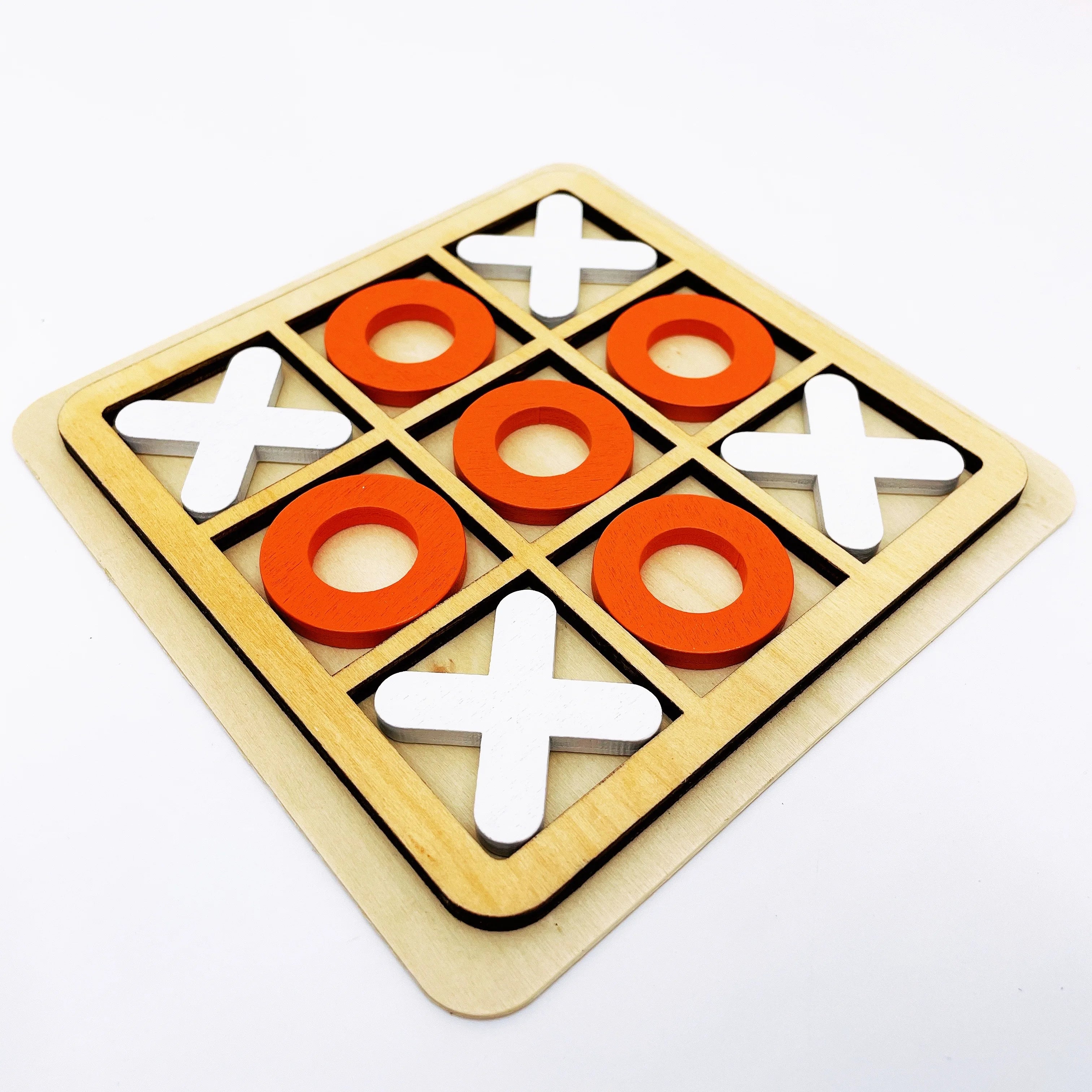 Solid Wooden Tic Tac Toe Board Game - Perfect for Family Fun