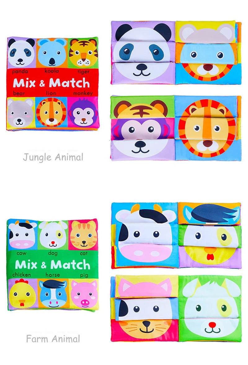 Cartoon Animal Face Matching Cloth Book