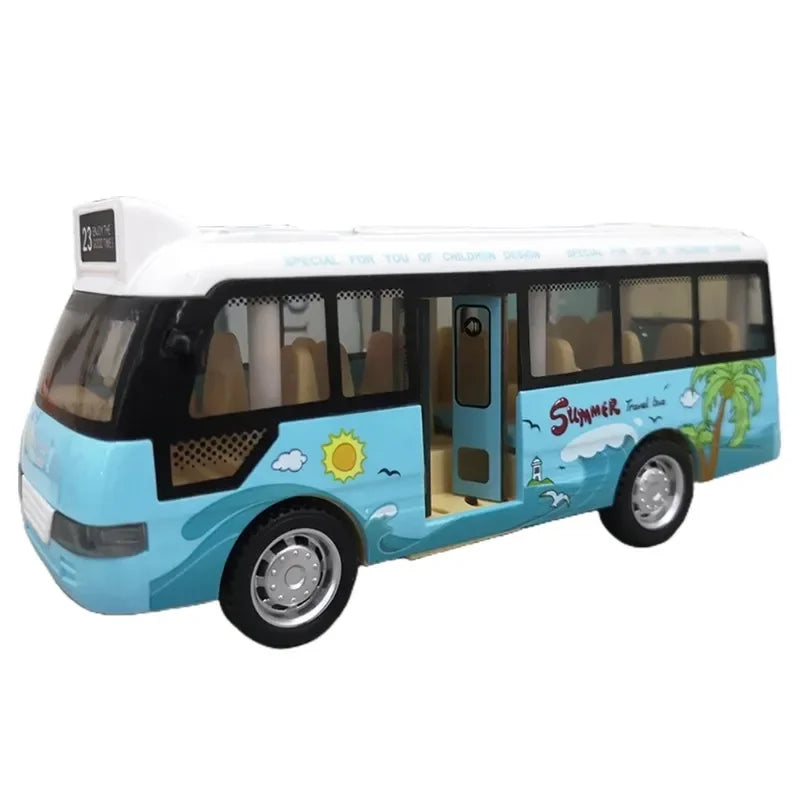 City Bus Toys Cars for Boys Girls with Sound Light Up & Open-able Doors
