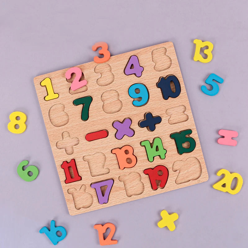 Alphabetic Arithmetic Number Geometric Shapes Wooden Puzzles