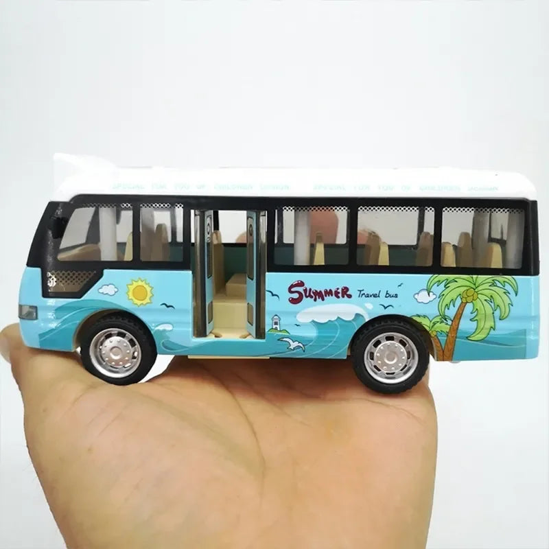 City Bus Toys Cars for Boys Girls with Sound Light Up & Open-able Doors