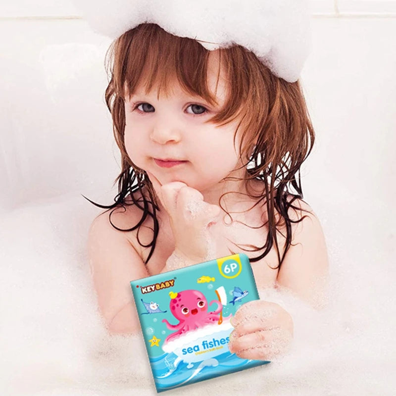 Soft Baby EVA Cartoon Bath Books with BB Whistle Early Educational Bathroom Toys Montessori Waterproof Pages Baby Book  Toddler