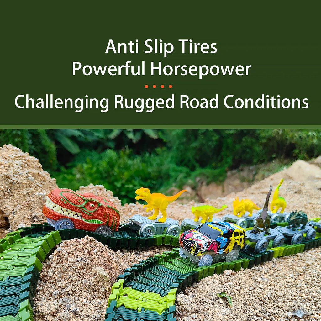 Children Electric Magic Climbing Dinosaur Track Toy Engineering Car Kids Track Car Train Toys for Children Birthday Gift