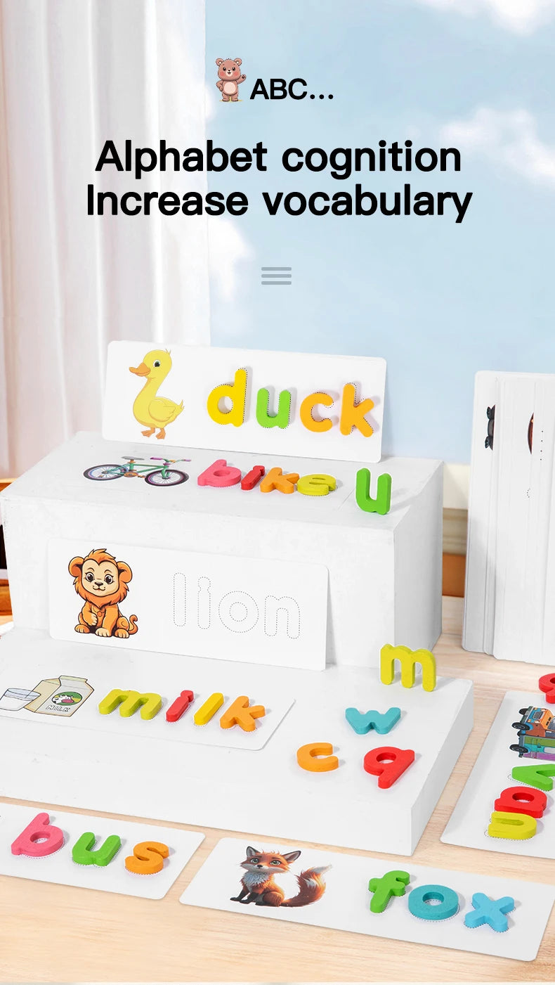 Wooden Puzzle See & Spell Learning Alphabet Spelling Words Words & Matching Letters