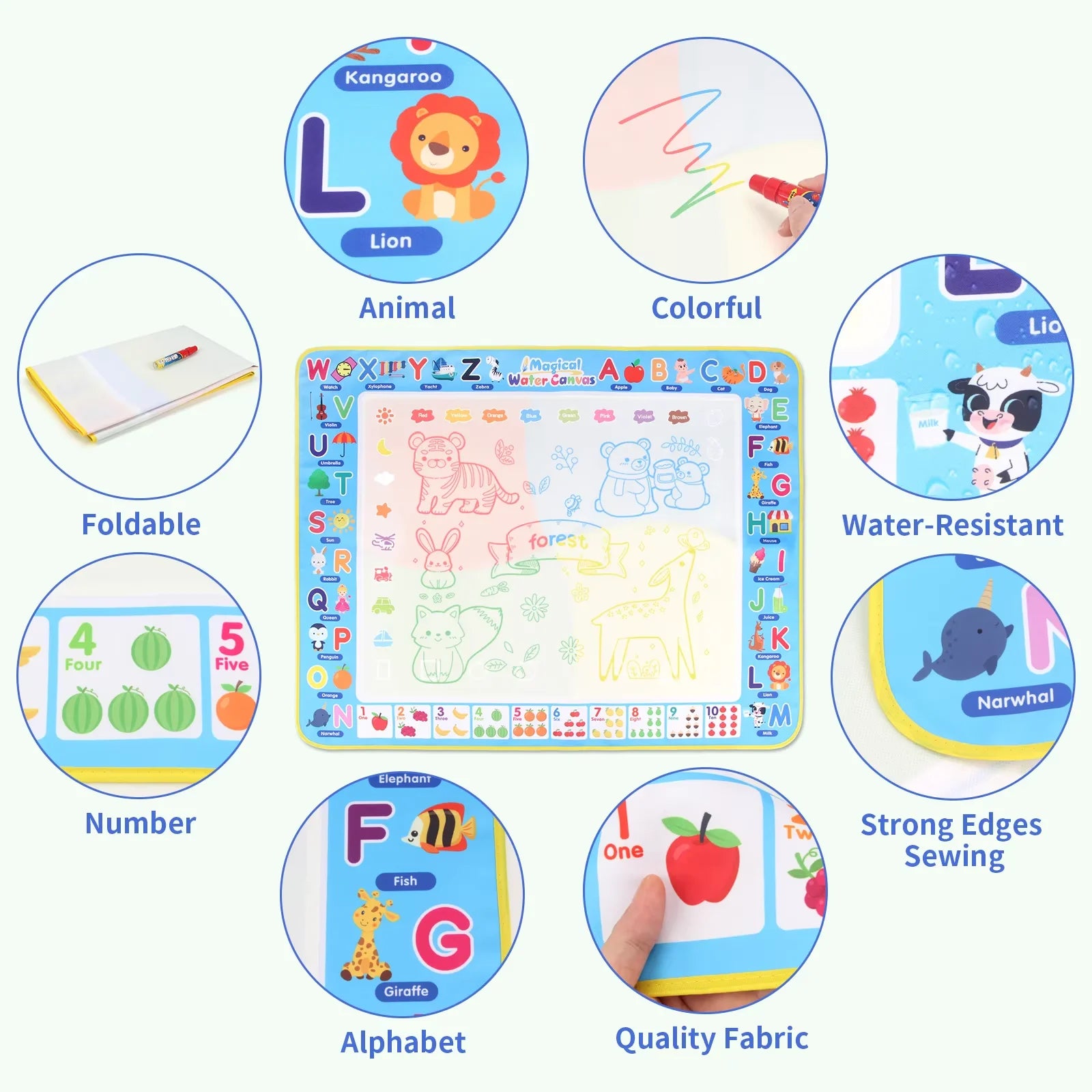 100x80CM Magic Water Drawing Mat Reusable Magic Pens Coloring Doodle Painting Board