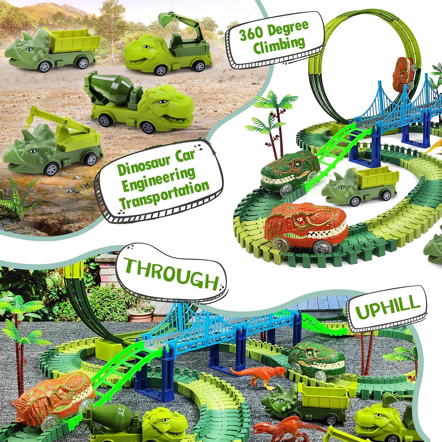 Children Electric Magic Climbing Dinosaur Track Toy Engineering Car Kids Track Car Train Toys for Children Birthday Gift