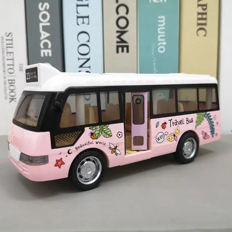 City Bus Toys Cars for Boys Girls with Sound Light Up & Open-able Doors