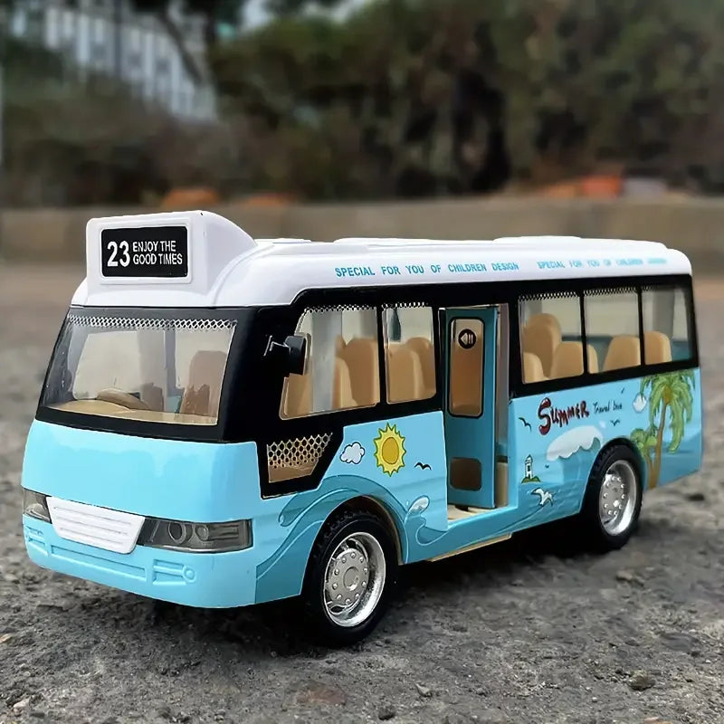 City Bus Toys Cars for Boys Girls with Sound Light Up & Open-able Doors