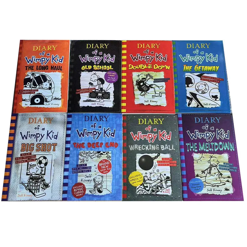 Diary of A Wimpy Kid Set of 8  Grades 2-8