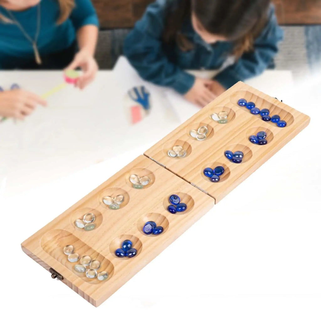 Wooden Mancala Board Family Games for Adults + Kids