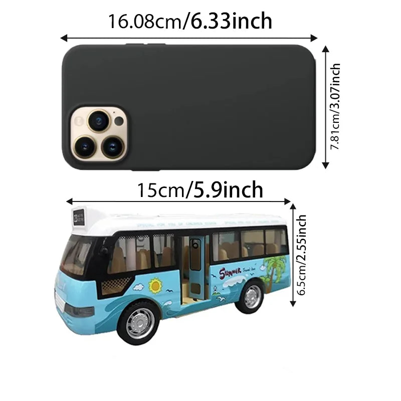 City Bus Toys Cars for Boys Girls with Sound Light Up & Open-able Doors