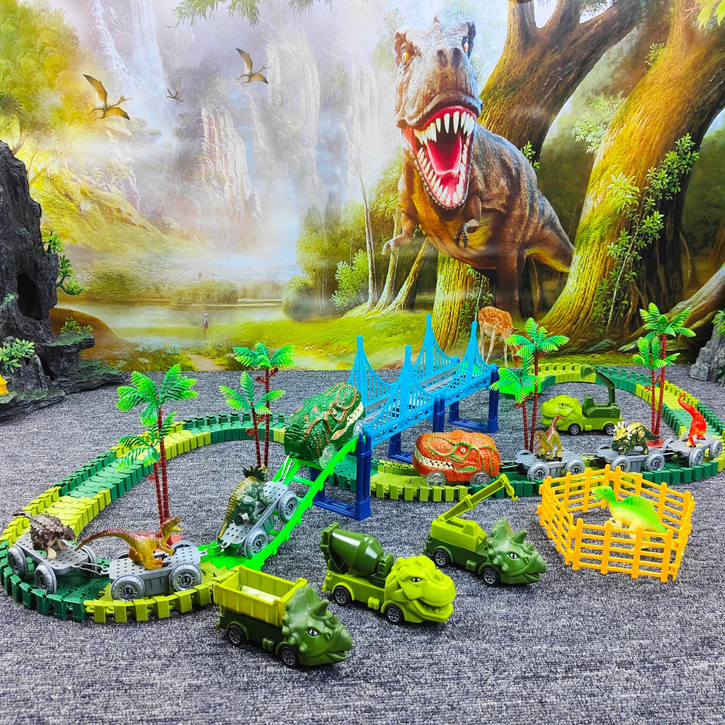 Children Electric Magic Climbing Dinosaur Track Toy Engineering Car Kids Track Car Train Toys for Children Birthday Gift