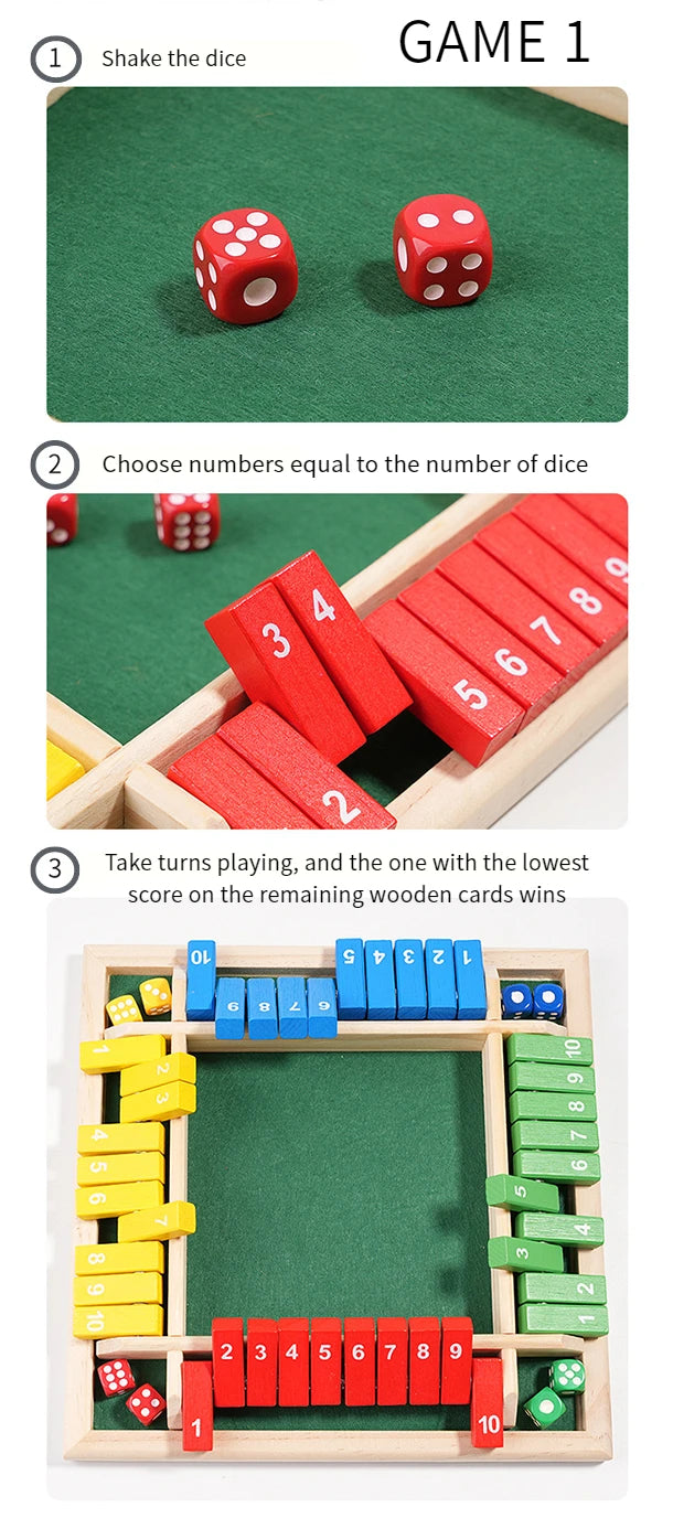 Arithmetic Dice Board Game Four-Sided Flip Cards