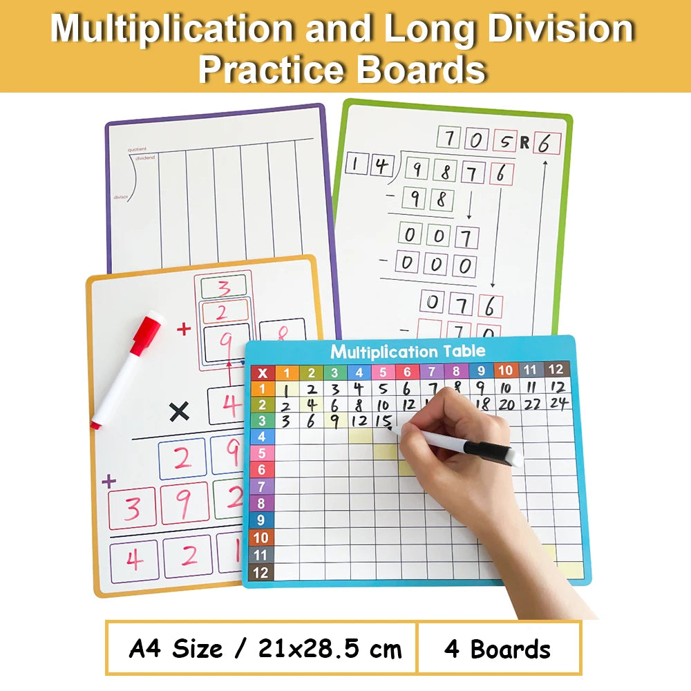 Multiplication and Division Double-Sided Dry Erase Board,
