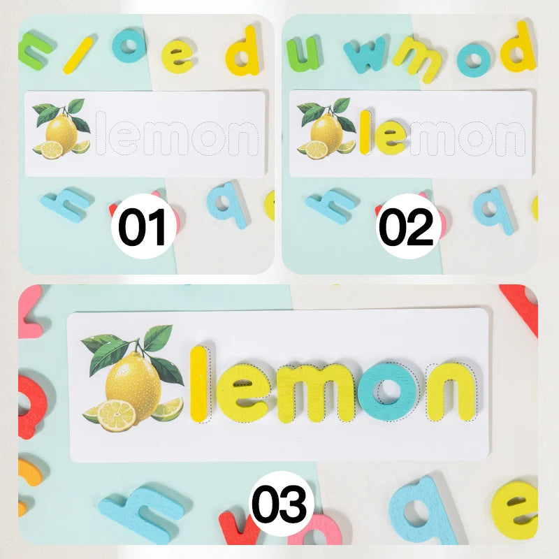 Wooden Puzzle See & Spell Learning Alphabet Spelling Words Words & Matching Letters