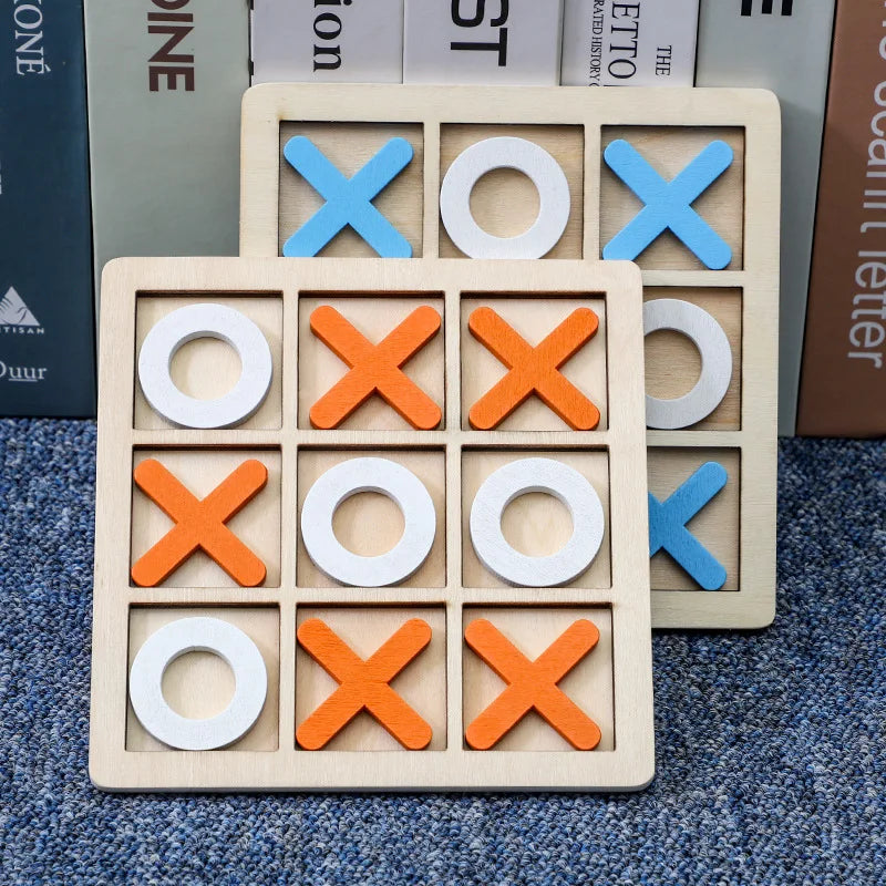 Solid Wooden Tic Tac Toe Board Game - Perfect for Family Fun