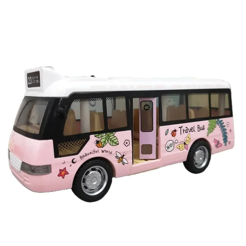 City Bus Toys Cars for Boys Girls with Sound Light Up & Open-able Doors