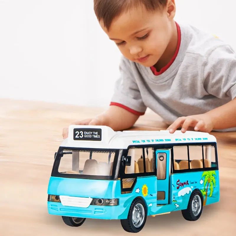 City Bus Toys Cars for Boys Girls with Sound Light Up & Open-able Doors