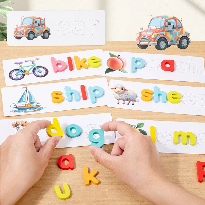 Wooden Puzzle See & Spell Learning Alphabet Spelling Words Words & Matching Letters