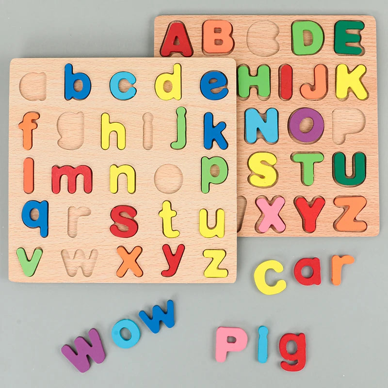 Alphabetic Arithmetic Number Geometric Shapes Wooden Puzzles